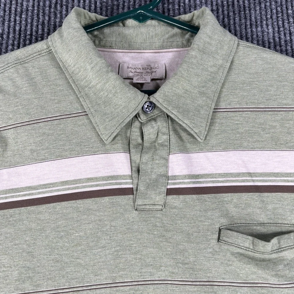 Banana Republic Polo Shirt Mens XL Extra Large Green Short Sleeve 100% Cotton